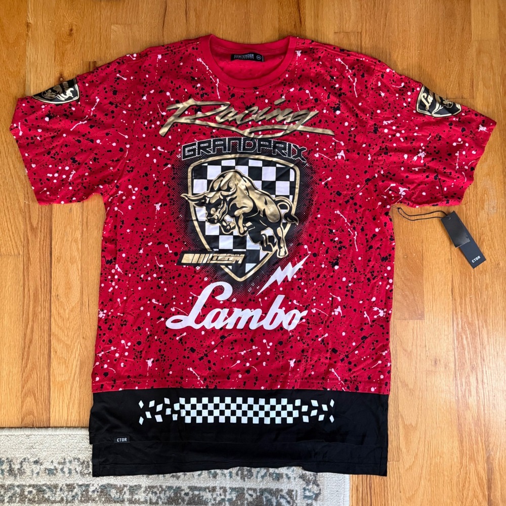 Contender Grand Prix Lambo Racing Graphic Tee 3XL Red Motorsport Streetwear NWT